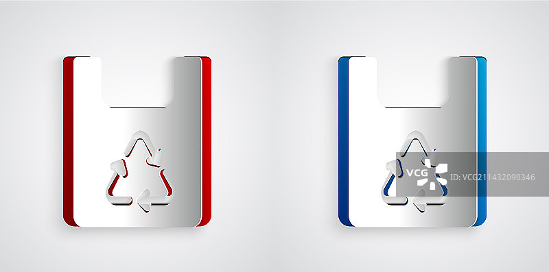 带有回收图标的纸 Art 剪纸购物袋图片素材