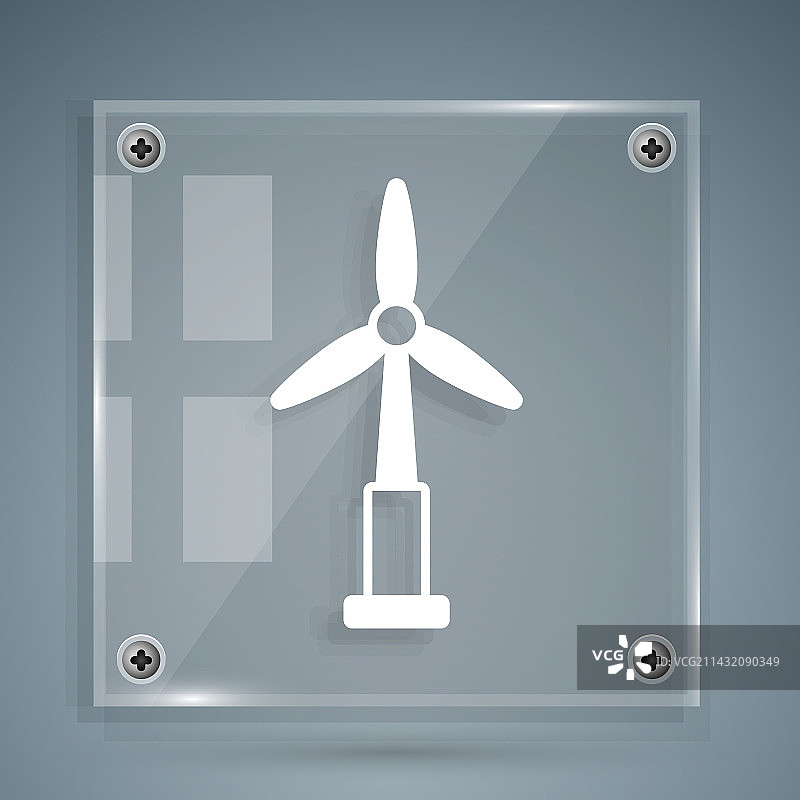 灰色背景上的白色风力涡轮机图标图片素材