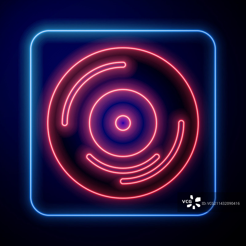 发光的霓虹黑胶唱片图标图片素材