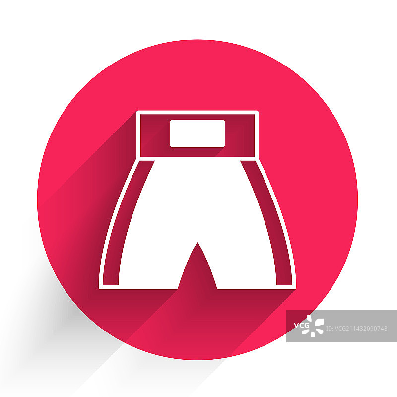 白色拳击短裤图标，长阴影隔离图片素材