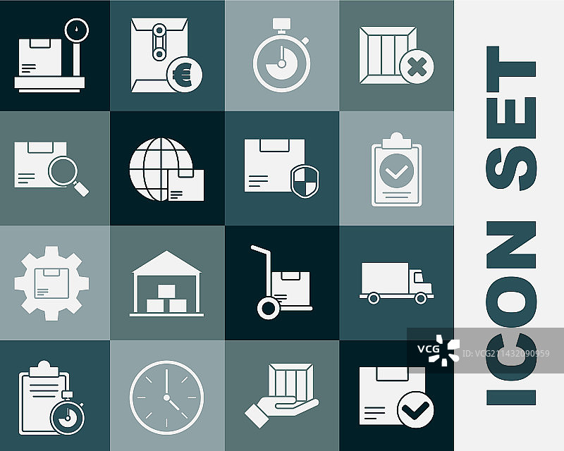 带有复选标记验证的包装盒套装图片素材