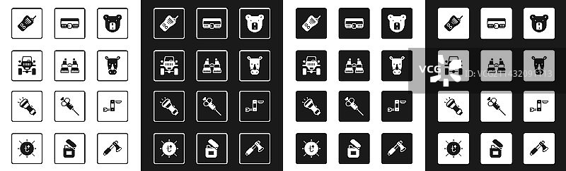 熊头、望远镜、越野车、对讲机图标图片素材