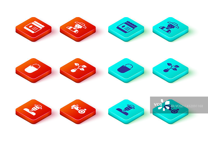 稻草人、拖拉机、水桶、植物和农民图片素材