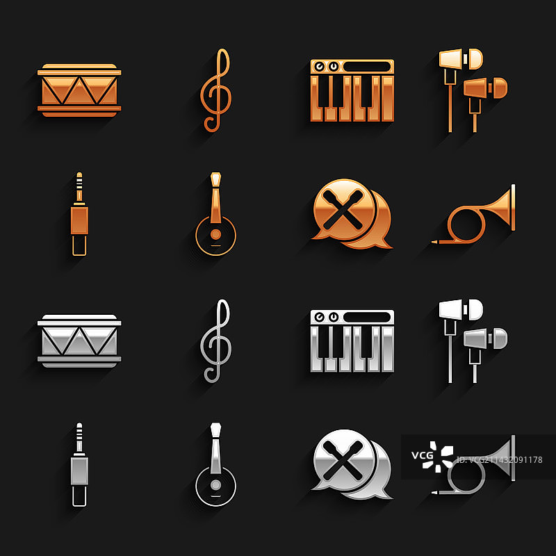 班卓琴耳机小号鼓槌图片素材