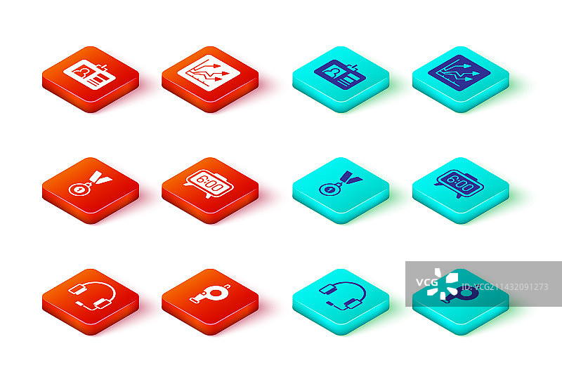 耳机、口哨、奖牌、电子闹钟套装图片素材