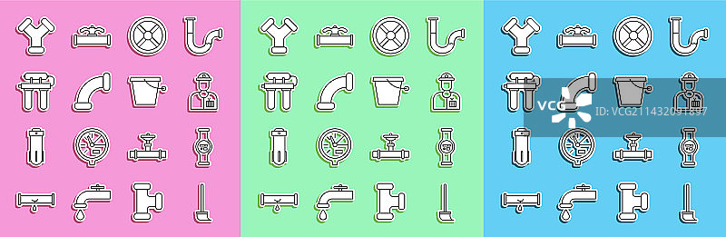 线条拖把水表水管工行业阀门图片素材