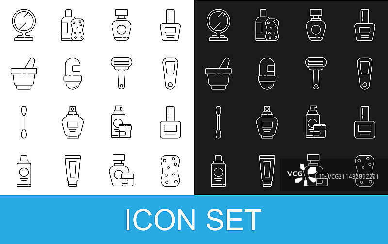 气泡海绵和指甲油瓶线条合集图片素材