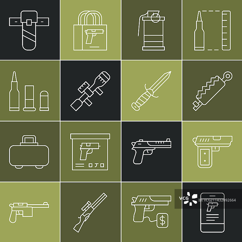手机App商店武器手枪线性图标图片素材