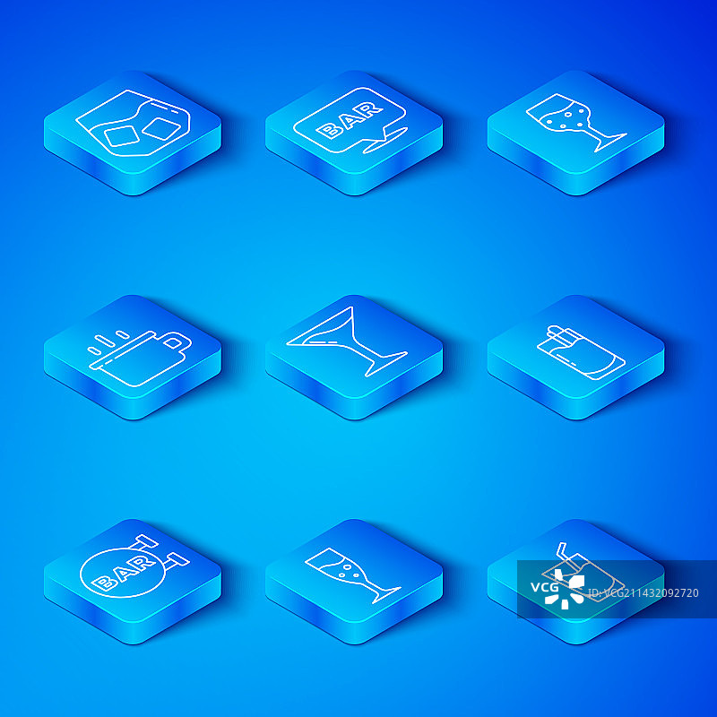 酒吧马提尼酒杯店招牌线条设计图片素材