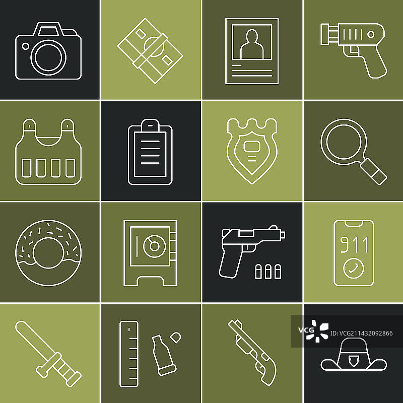 警长帽、徽章和电话图片素材