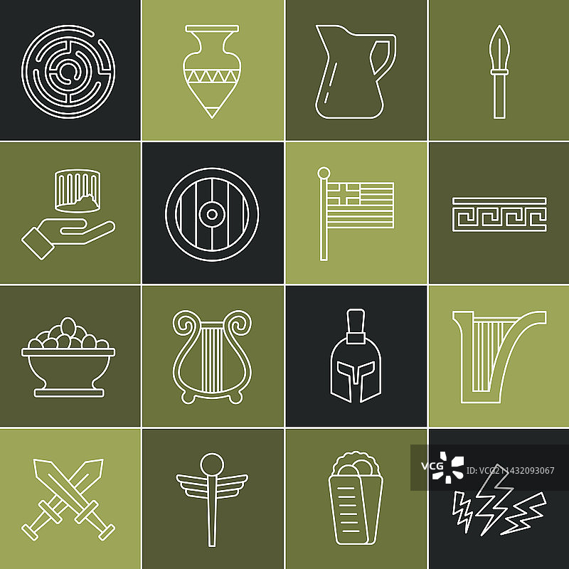 古希腊图案瓶子线稿图片素材