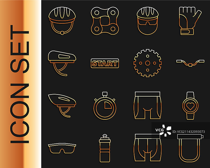 自行车锁智能手表把手线条图标合集图片素材