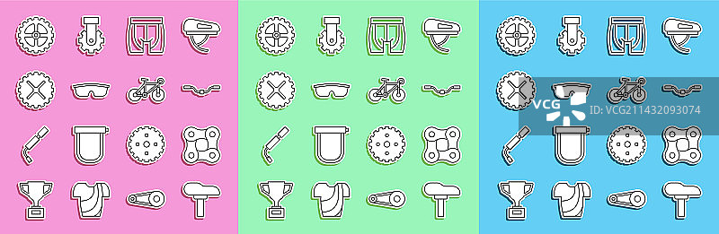 自行车车座链条把手骑行线条组合图片素材