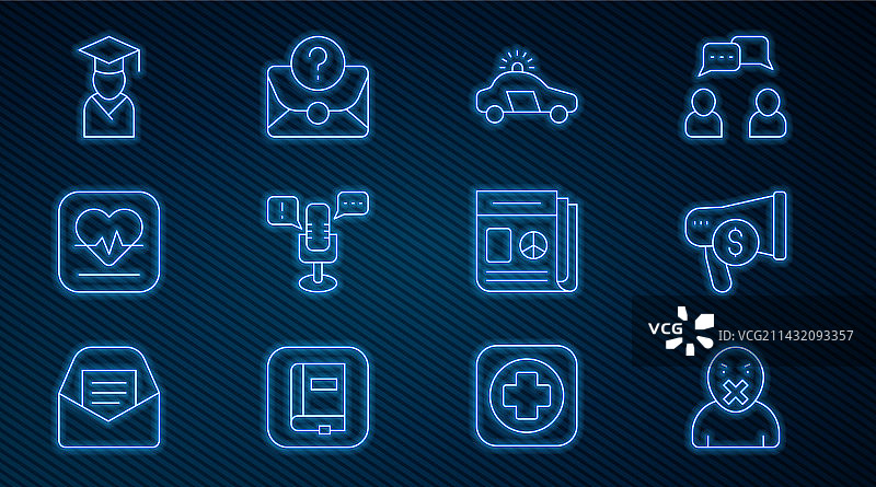 审查与言论自由喇叭线条组合图片素材