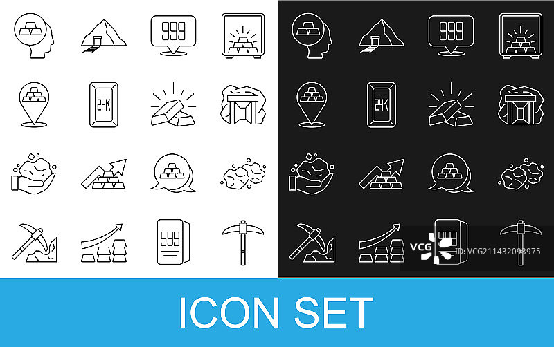 鹤嘴锄、金块、矿条和24K图片素材