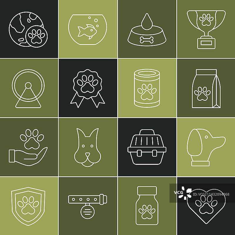 动物足迹狗袋心形线条图片素材