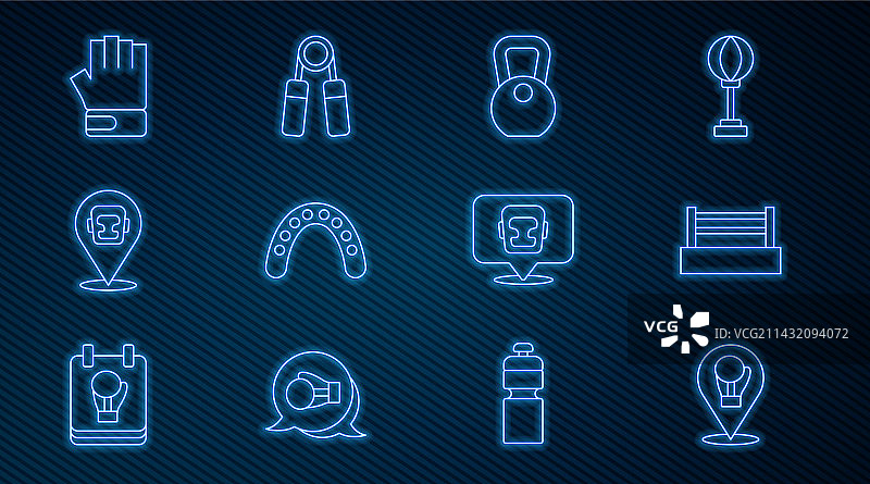 拳击手套、拳击台和护齿等装备图片素材