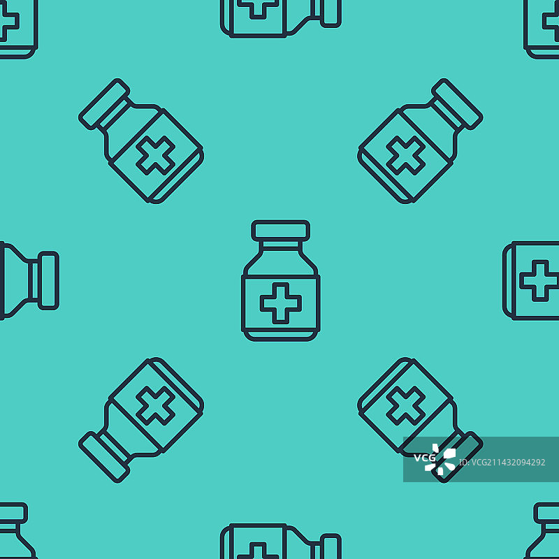 黑线药瓶和药片图标隔离图片素材