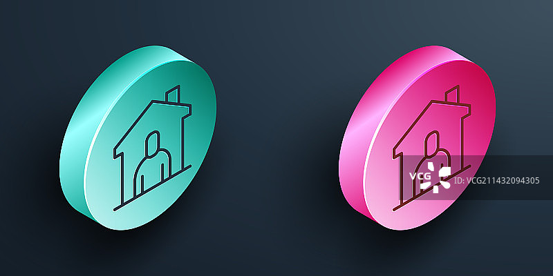 2.5D线条无家可归者收容所图标图片素材