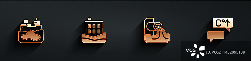 被洪水淹没的油轮房屋残骸图片素材