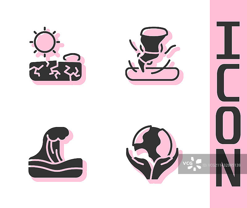 手持地球仪干旱海啸合集图片素材