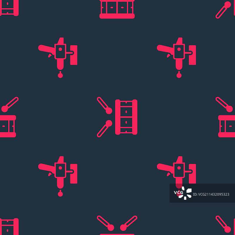 射线枪和鼓槌（无缝背景）图片素材