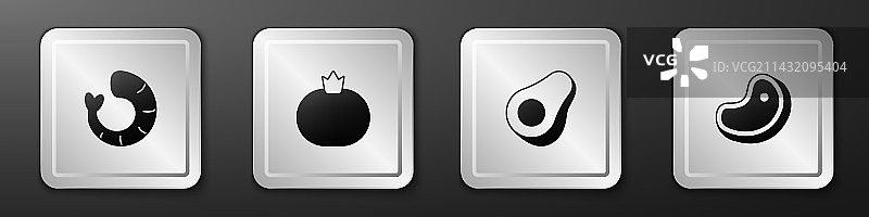 虾仁番茄牛油果牛排肉组合图片素材