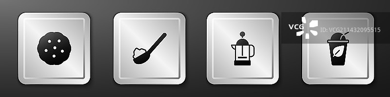 曲奇饼干勺子和糖组合图片素材