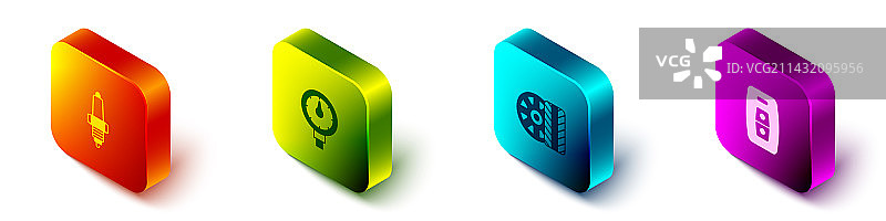 2.5D汽车火花塞胎压计套装图片素材