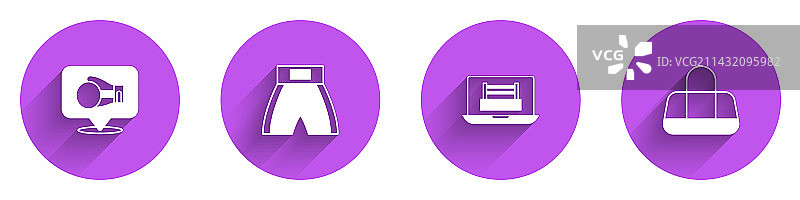 拳击手套、拳击台和运动包图标图片素材