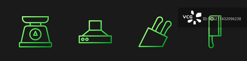 秤、厨房抽油烟机和刀具系列图片素材