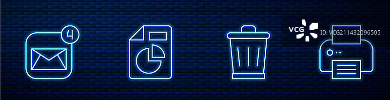 垃圾桶、信封、带图表的文件图片素材