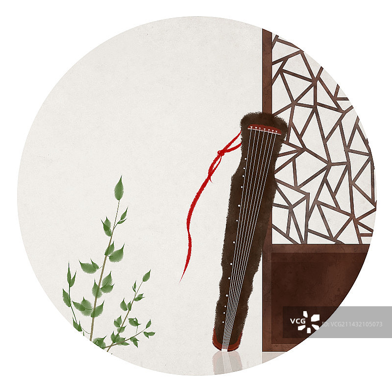 古琴插画图片素材
