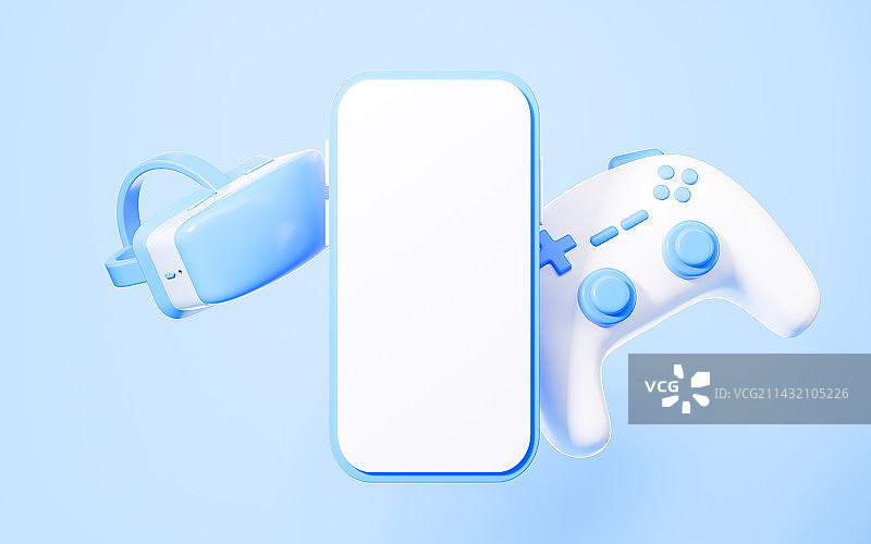 VR眼镜和游戏手柄3D渲染图片素材