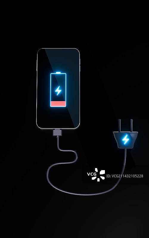 手机充电概念图3D渲染图片素材
