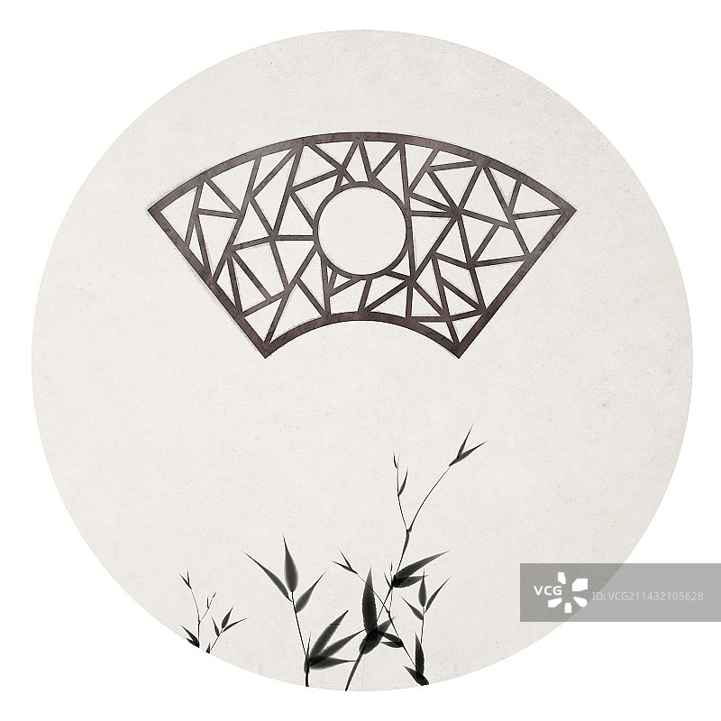 古代窗户竹子插画图片素材