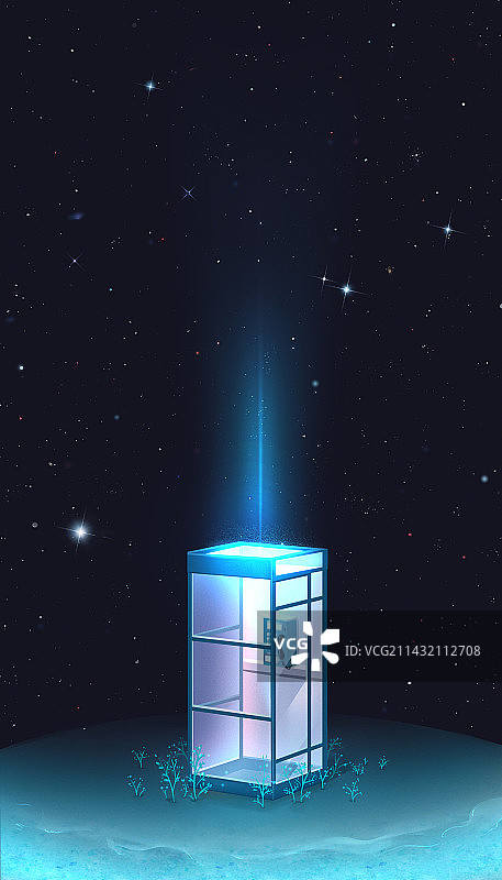 星际电话亭星球幻想插画图片素材