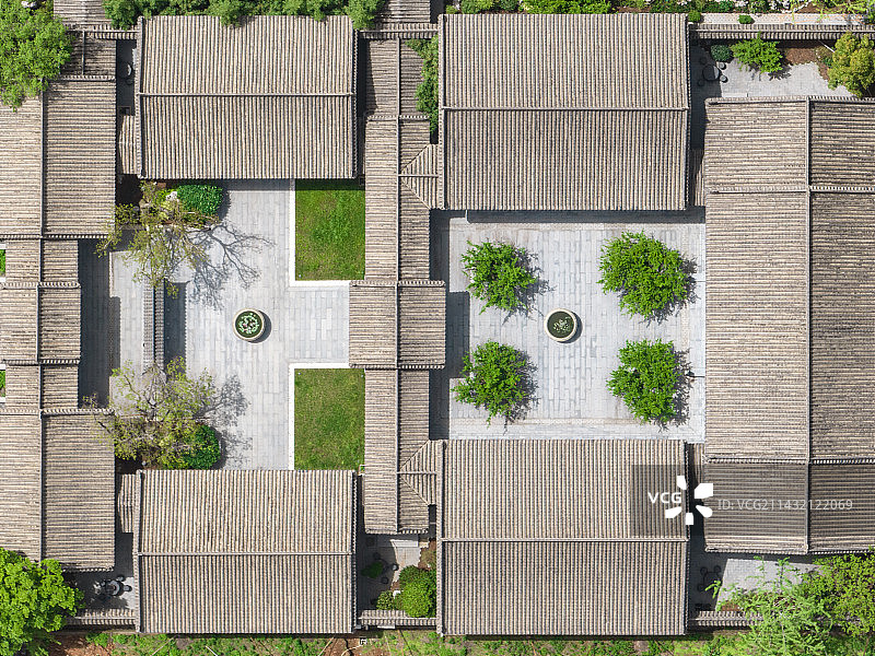 鸟瞰中式庭院图片素材