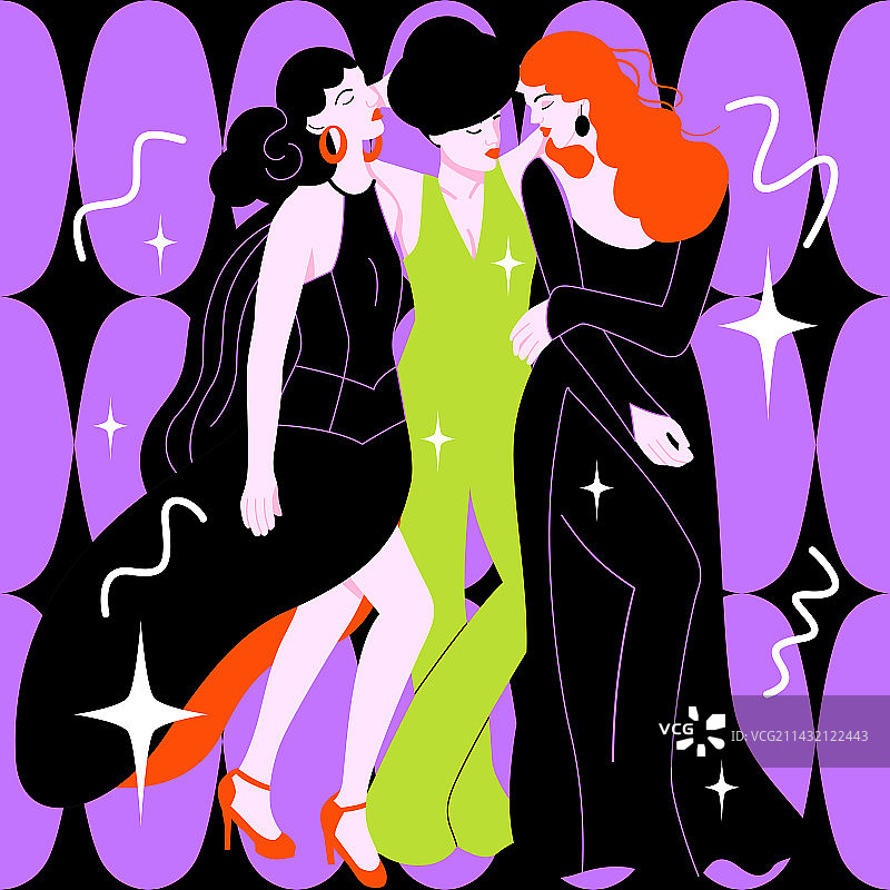 3个参加派对的时尚女性图片素材