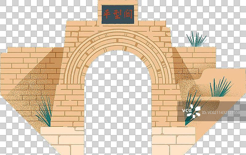 平型关-中国长城关口系列插画图片素材