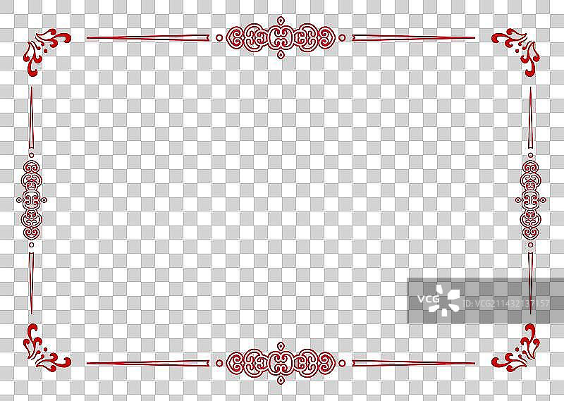 红色中式花纹边框素材图片素材