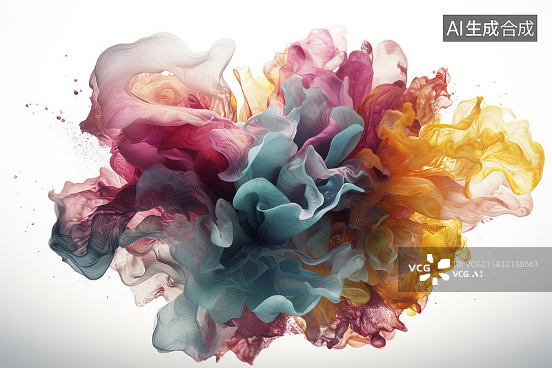 【AI数字艺术】颜料喷溅的花朵图片素材