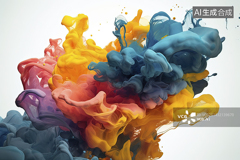 【AI数字艺术】彩色墨水喷溅图片素材