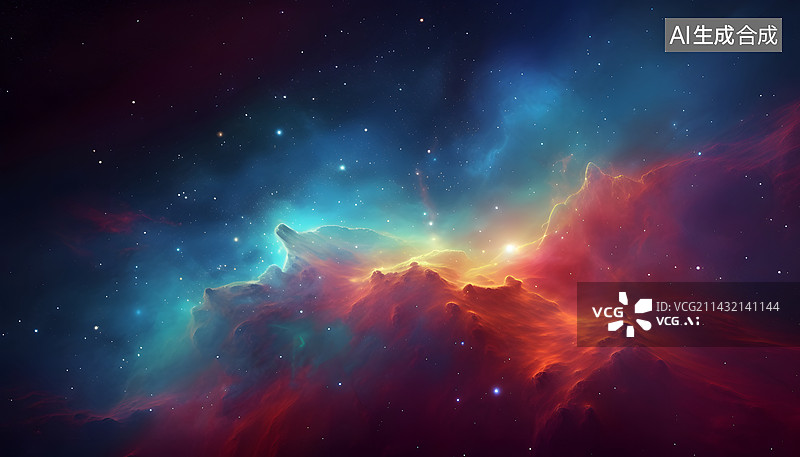 【AI数字艺术】太空超新星壁纸背景与五颜六色的恒星宇宙星座星系星云气体和尘埃云背景图片素材
