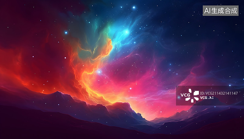 【AI数字艺术】太空超新星壁纸背景与五颜六色的恒星宇宙星座星系星云气体和尘埃云背景图片素材
