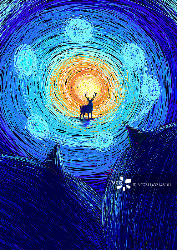 鹿插画图片素材