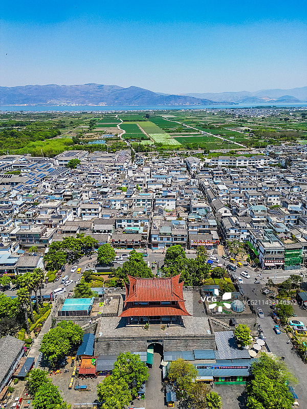 大理古城区洱海门景点航拍图片素材