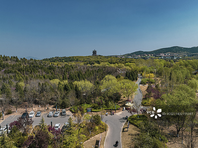 航拍济南章丘东山湿地公园图片素材