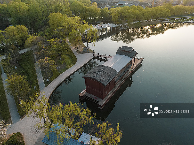 航拍济南百脉泉公园图片素材