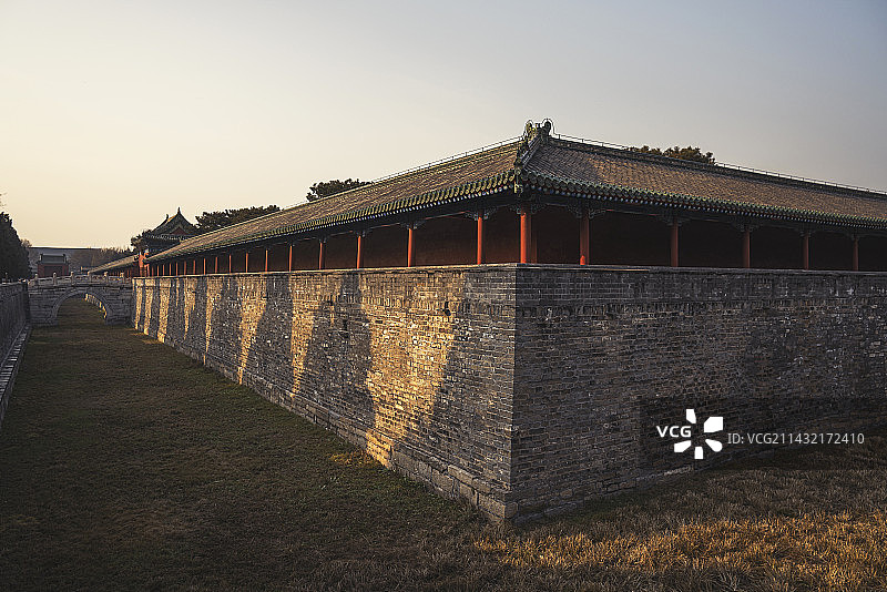 北京 天坛公园 斋宫 围墙 长廊图片素材